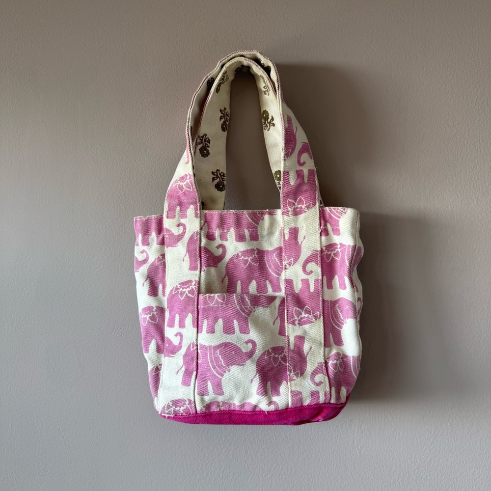 Pink‎ Chicken New York Pink Elephant Mini Canvas Tote Bag